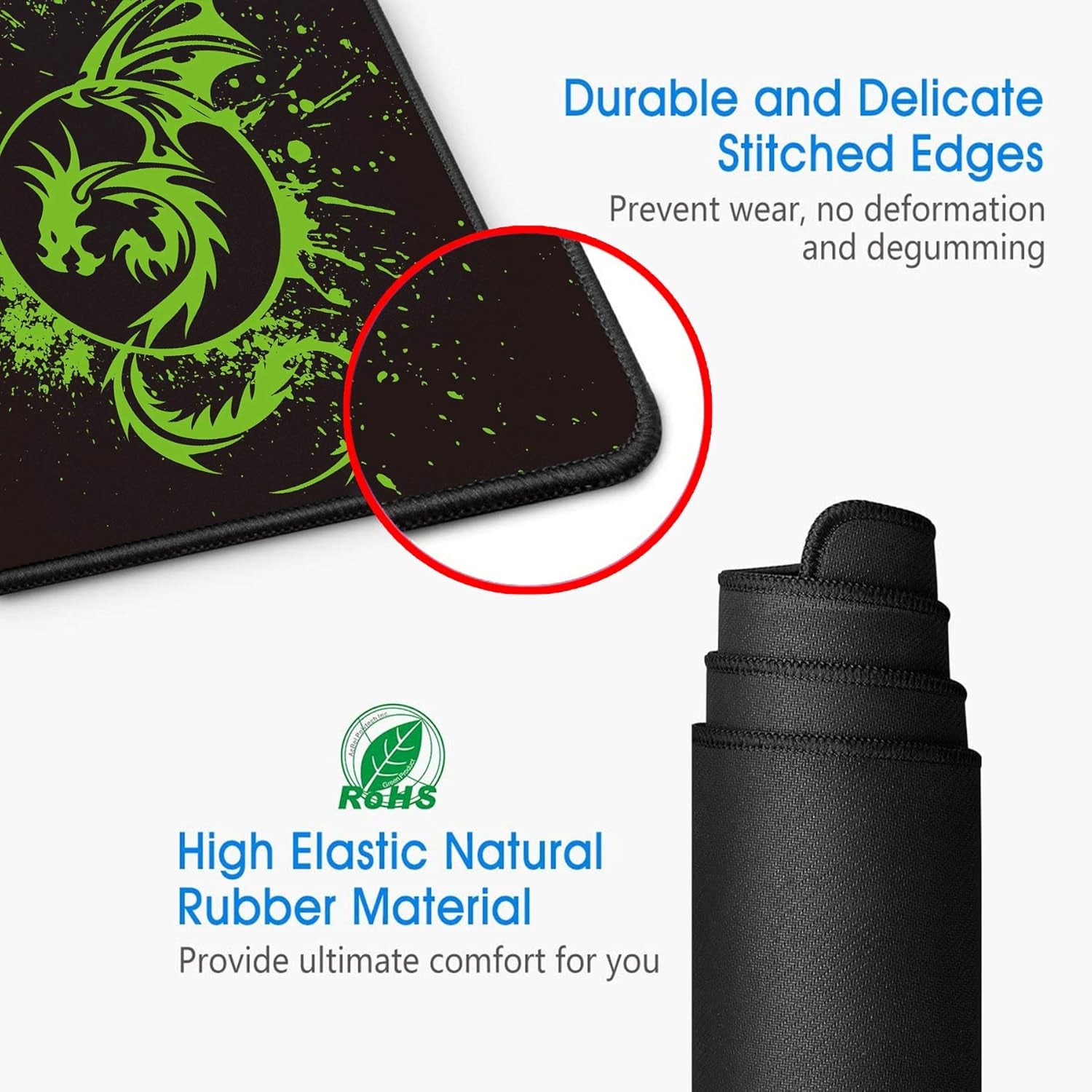 Large Mouse Pad Extended Speed Gaming Mouse Pad Fly Dragon Mouse Pad Gamer Office Computer Mouse Mat (A-Green)