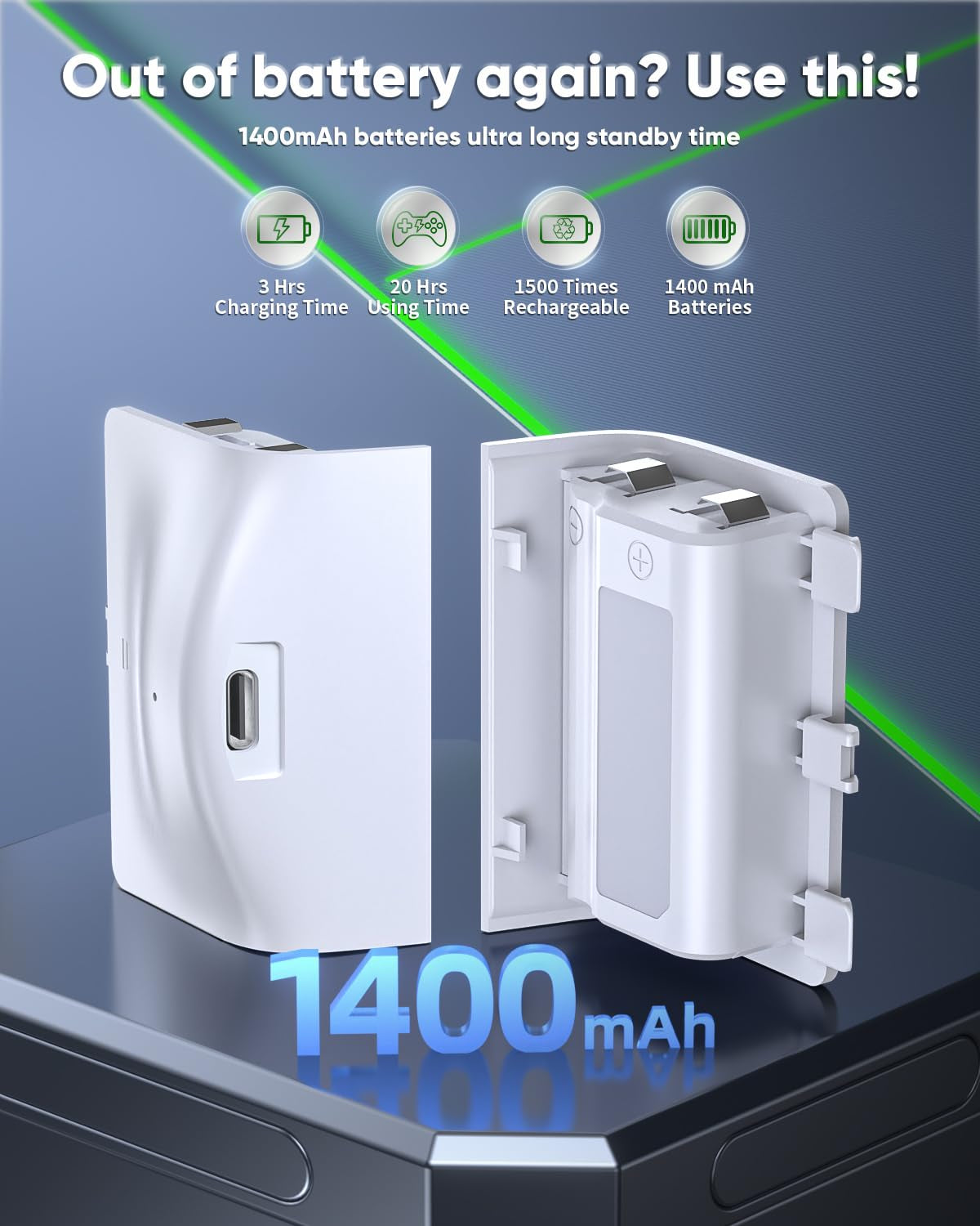 Charger Stand with Cooling Fan for Xbox Series S Console and Controller,Vertical Dual Charging Dock Accessories with 2 X 1400Mah Rechargeable Battery and Cover, Earphone Bracket for Xss(Black)